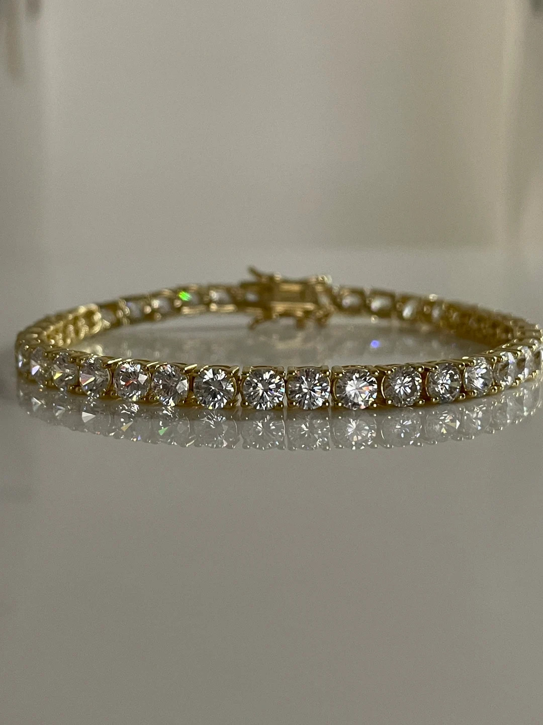 18K Yellow Gold Vermeil Tennis Bracelet With the Finest 5A CZ - Etsy | Etsy (US)