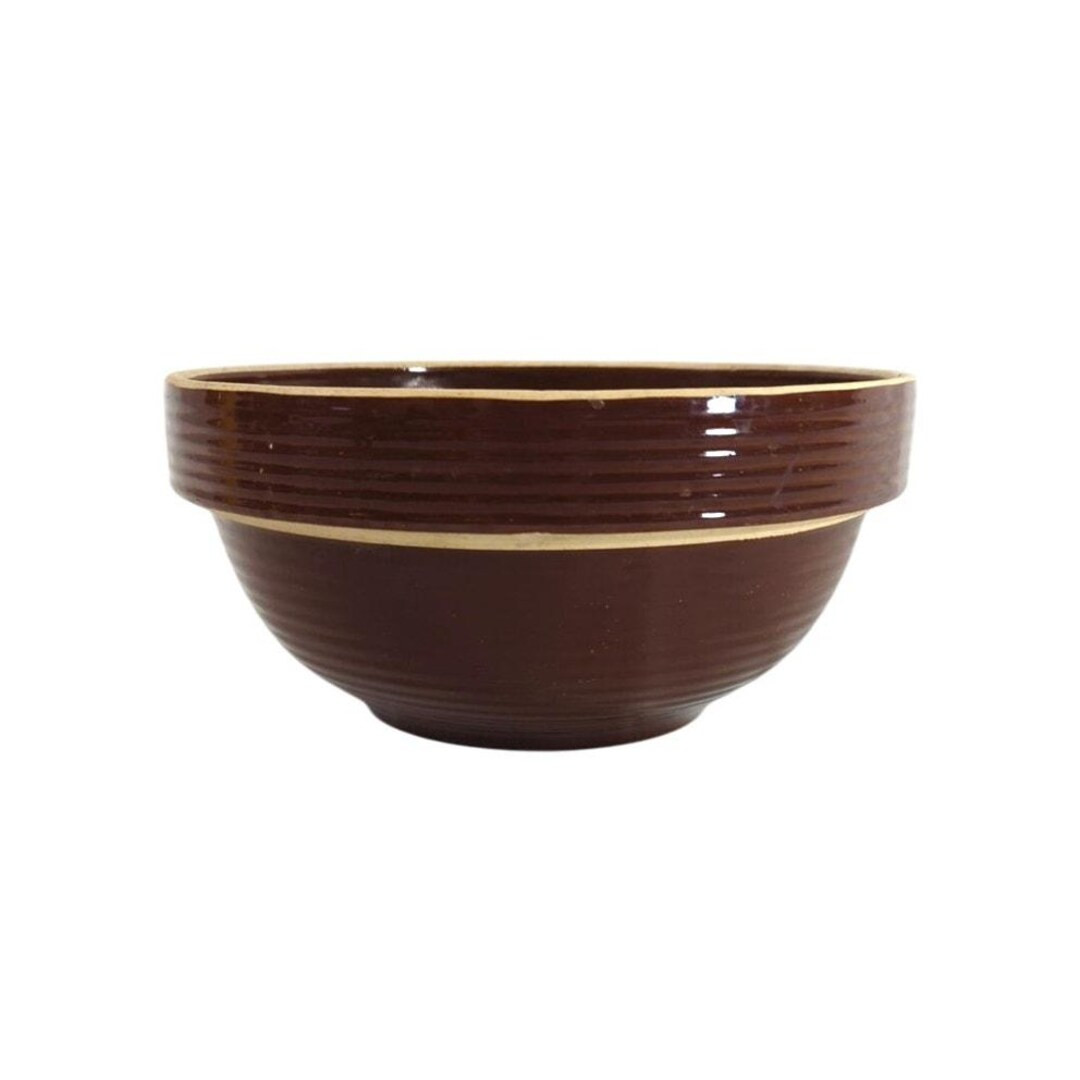 Vintage Stoneware Pottery Brown 9" Kitchen Mixing Bowl Kitchenware Beehive Primitove | Etsy (Global)