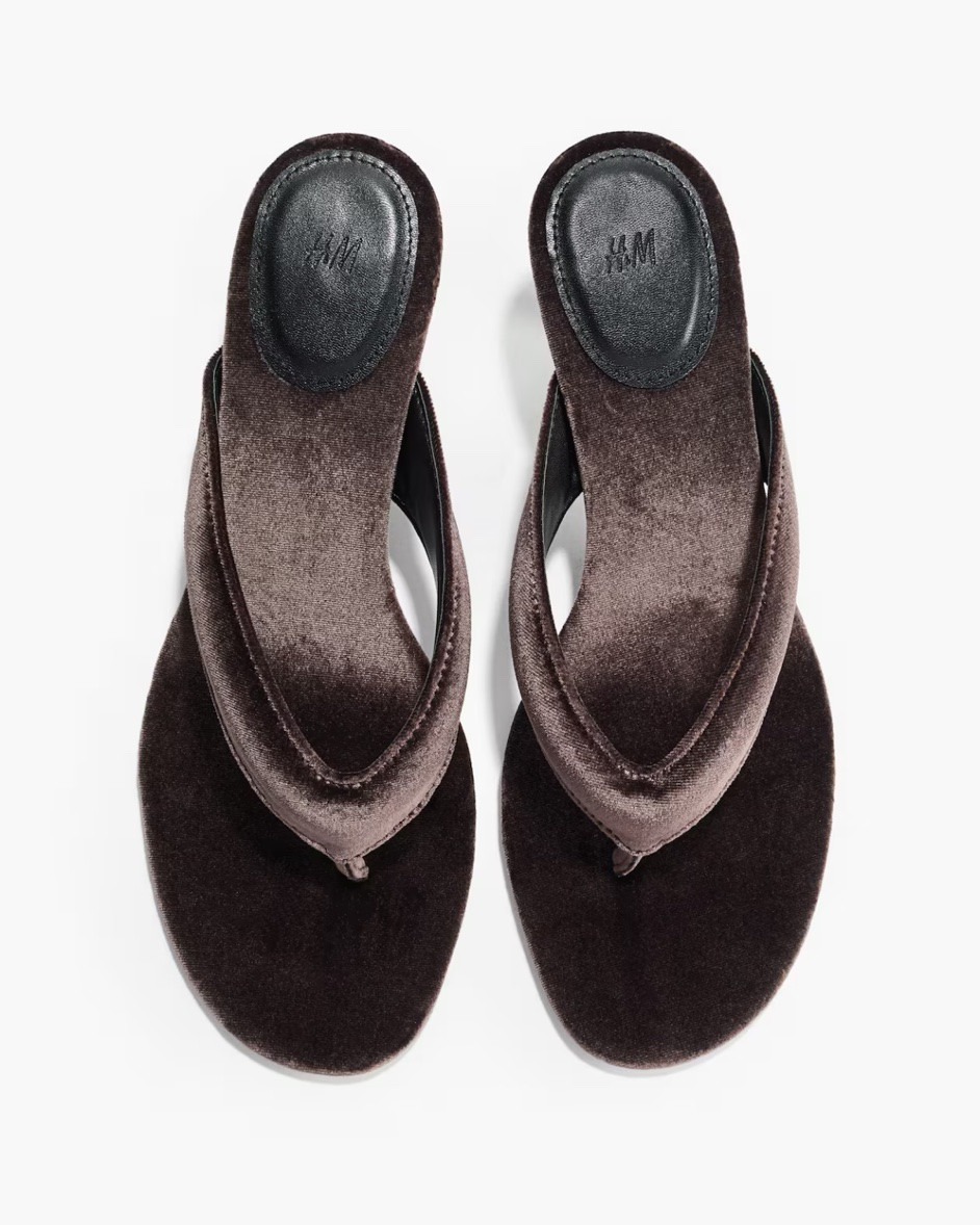 Brown velvet kitten-heeled flip-flops

#LTKSeasonal