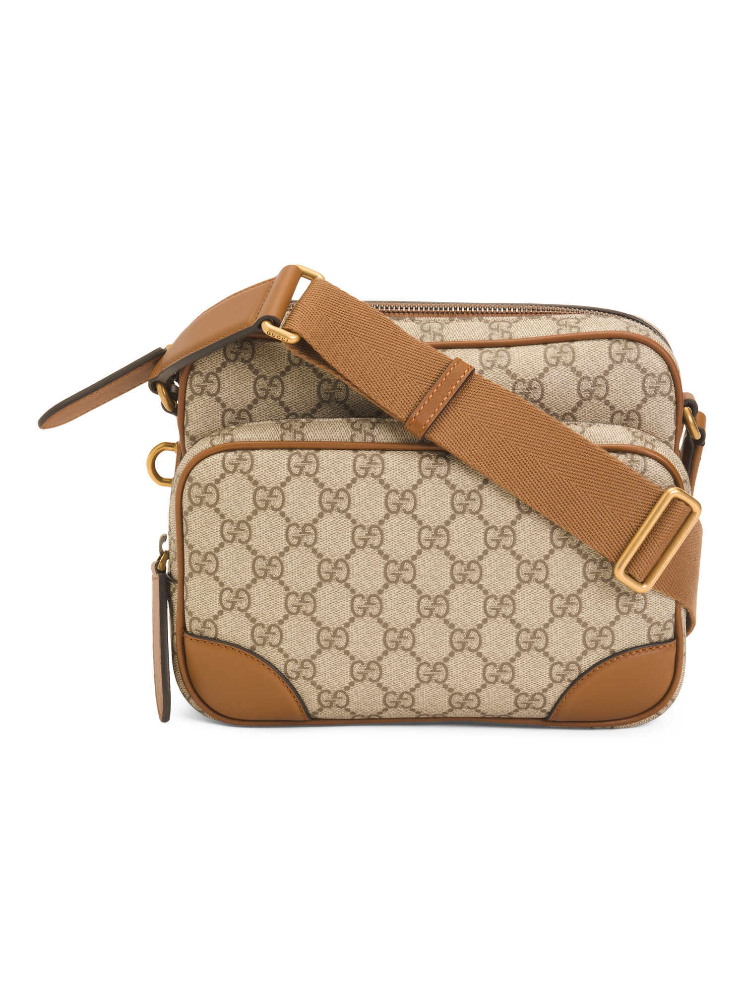 Made In Italy Canvas And Leather G G Emblem Medium Crossbody Bag | TJ Maxx
