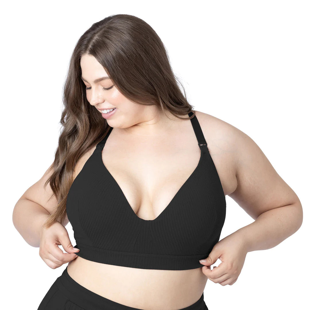 Ribbed Signature Cotton Nursing & Maternity Bra | Black | Kindred Bravely