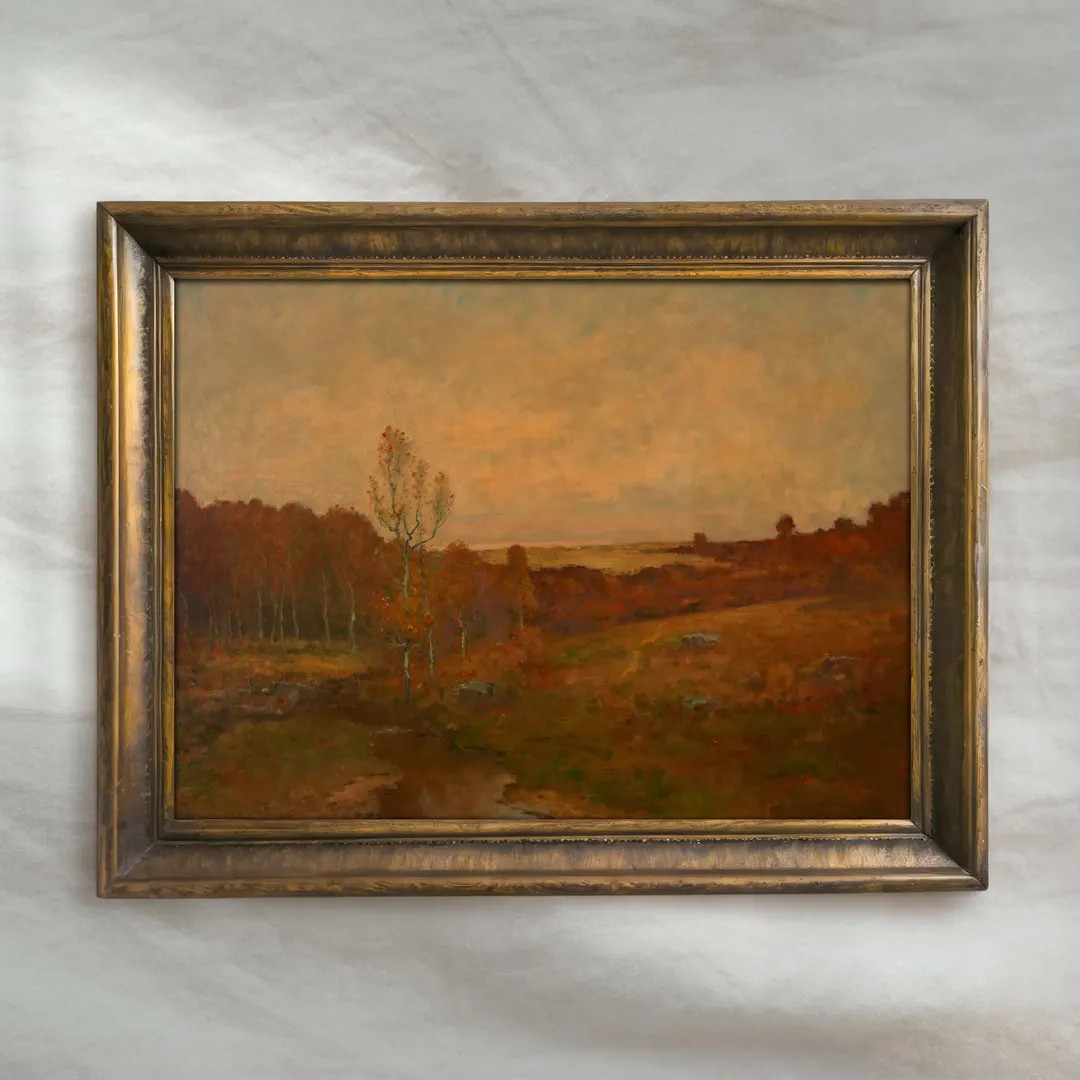 Autumn Hillside Painting | Antique Fall Landscape Artwork | Rustic Countryside Wall Art | Mailed ... | Etsy (US)