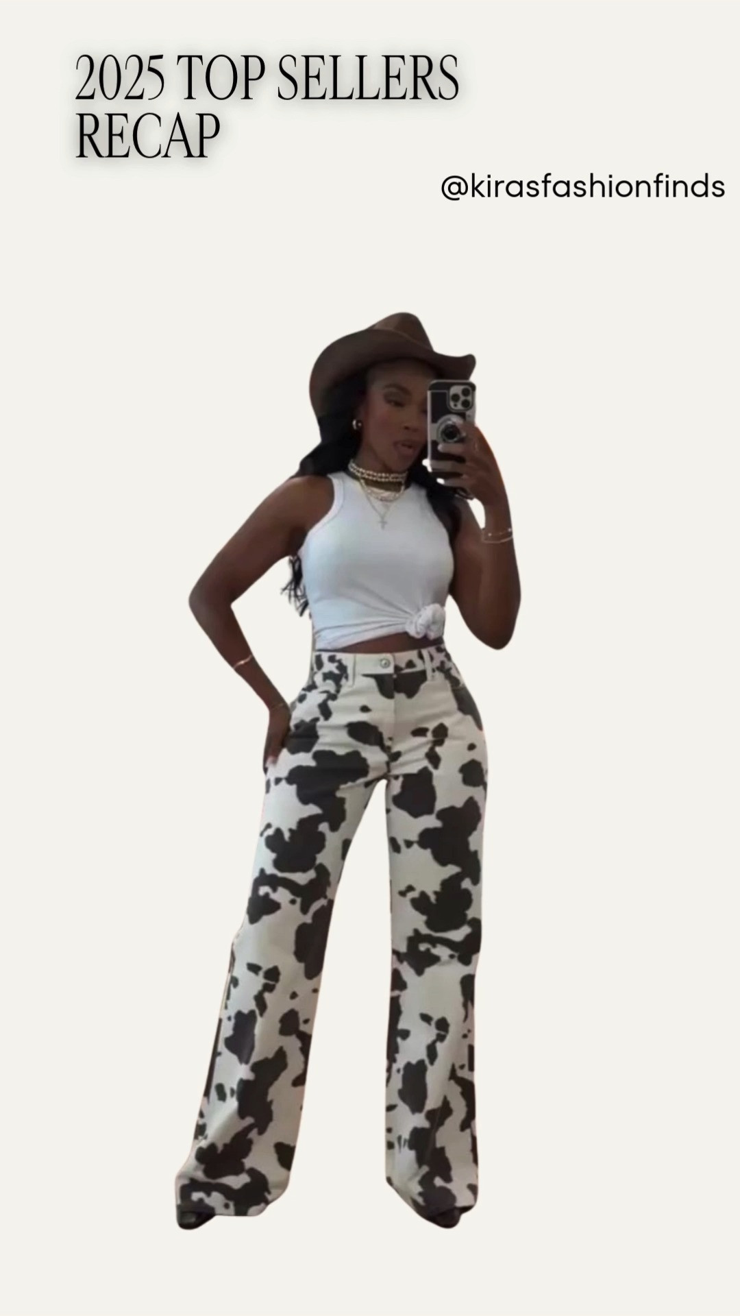 ✨ Western-Inspired Wide-Leg Moment — effortless, bold, and a proven favorite.

This cow-print wide-leg pant look is one of those standout styles that turns heads while still feeling wearable. The relaxed silhouette paired with a fitted top keeps it balanced, flattering, and easy to rewear. A true 2025 top seller for a reason — it styles seamlessly across seasons, so the cost per wear keeps dropping.

Perfect for casual days, brunch plans, festivals, travel looks, and elevated everyday outfits.

📏 Sizing:
Top: Small  
Pants: 27 Long  
Shoes: True to size  

Measurements: 5’4” · 138 lbs · 34D · 27” waist · 40” hips

Styled multiple ways — pair with boots, heels, or sneakers depending on the vibe. Save this post or tap to get details and recreate it your way.

#[OfficialLTKHashtag] #LTKStyle #LTKOutfits

Follow me on Instagram and YouTube @kirasfashionfinds