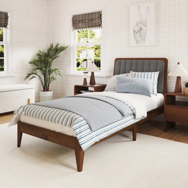 Bethelmie Solid Wood Upholstered Headboard Bed Frame | Wayfair North America