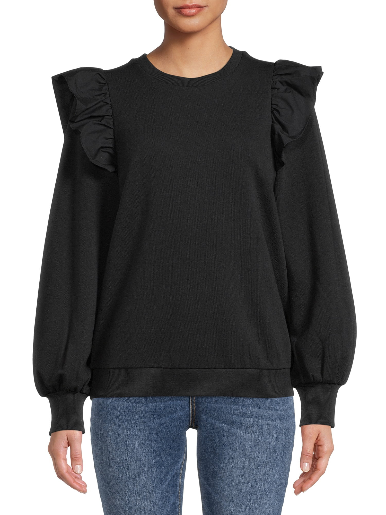 The Get Women's Long Sleeve Ruffle Sweatshirt | Walmart (US)