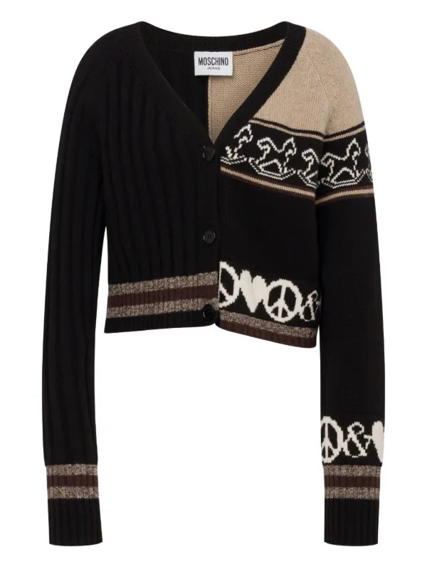 MOSCHINO JEANS Peace Love Cardigan  | Black | FARFETCH | Farfetch Global
