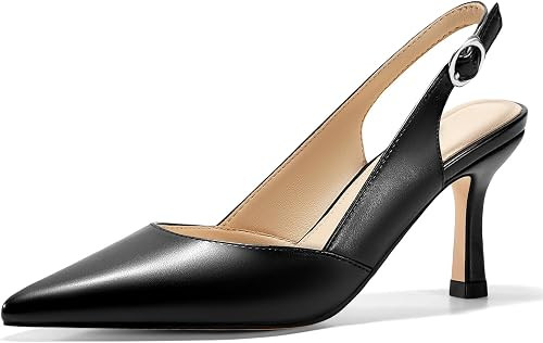 Rilista Women's Slingback Kitten Heels Closed Pointed Toe Backless Wedding Party Dress Pumps Shoe... | Amazon (US)