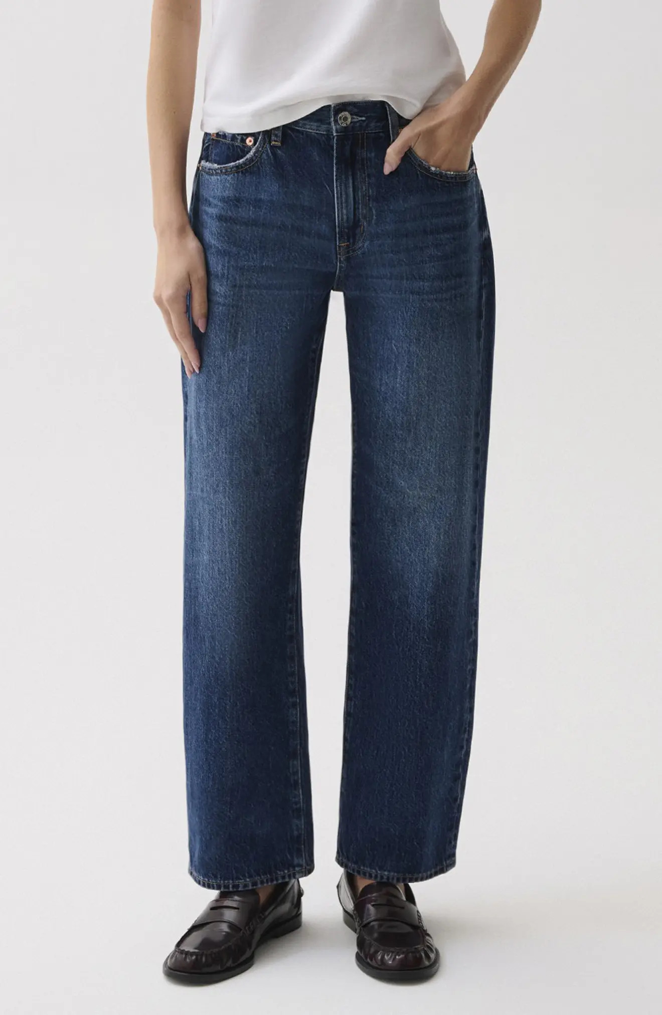 Pistola Lexi Distressed Ankle Wide Leg Jeans in Artisan at Nordstrom, Size 29 | Nordstrom