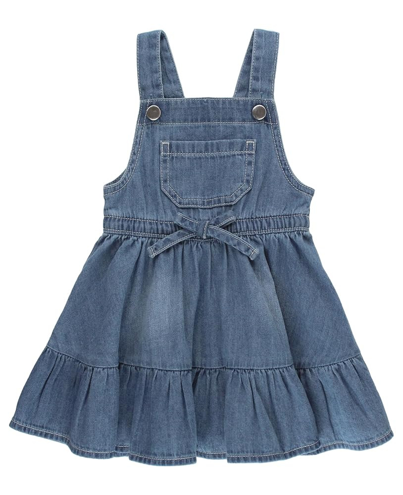 RuffleButts Light Wash Denim Overall Jumper Dress - 6-12m | Amazon (US)