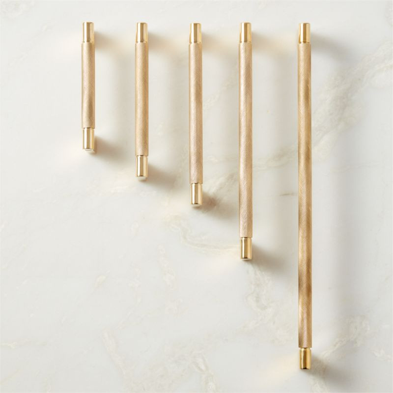 Nicolo Knurled Unlacquered Brass Handles | CB2 | CB2