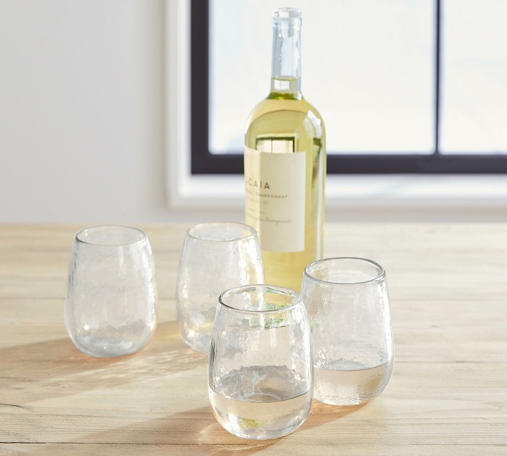 Hammered Handcrafted Stemless Wine Glasses | Pottery Barn (US)