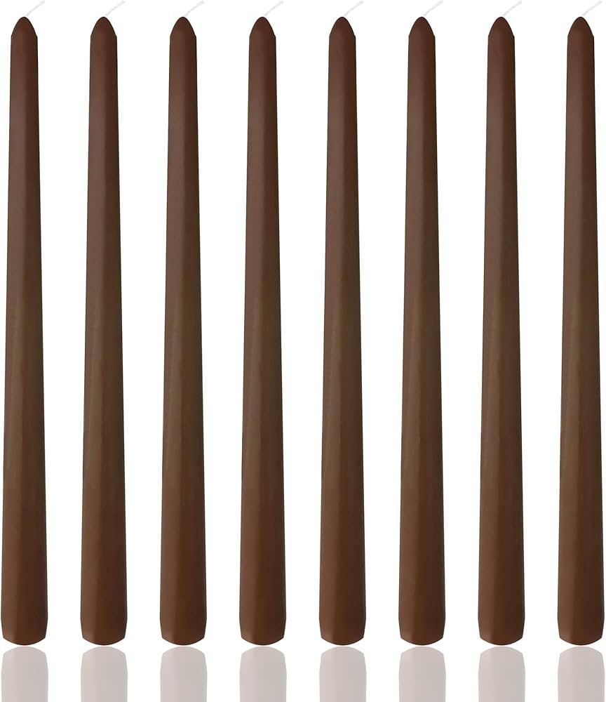 8 Pack 10 Inch Nut Brown Taper Candles for Dinner Home Decor Wedding Shower | Amazon (US)