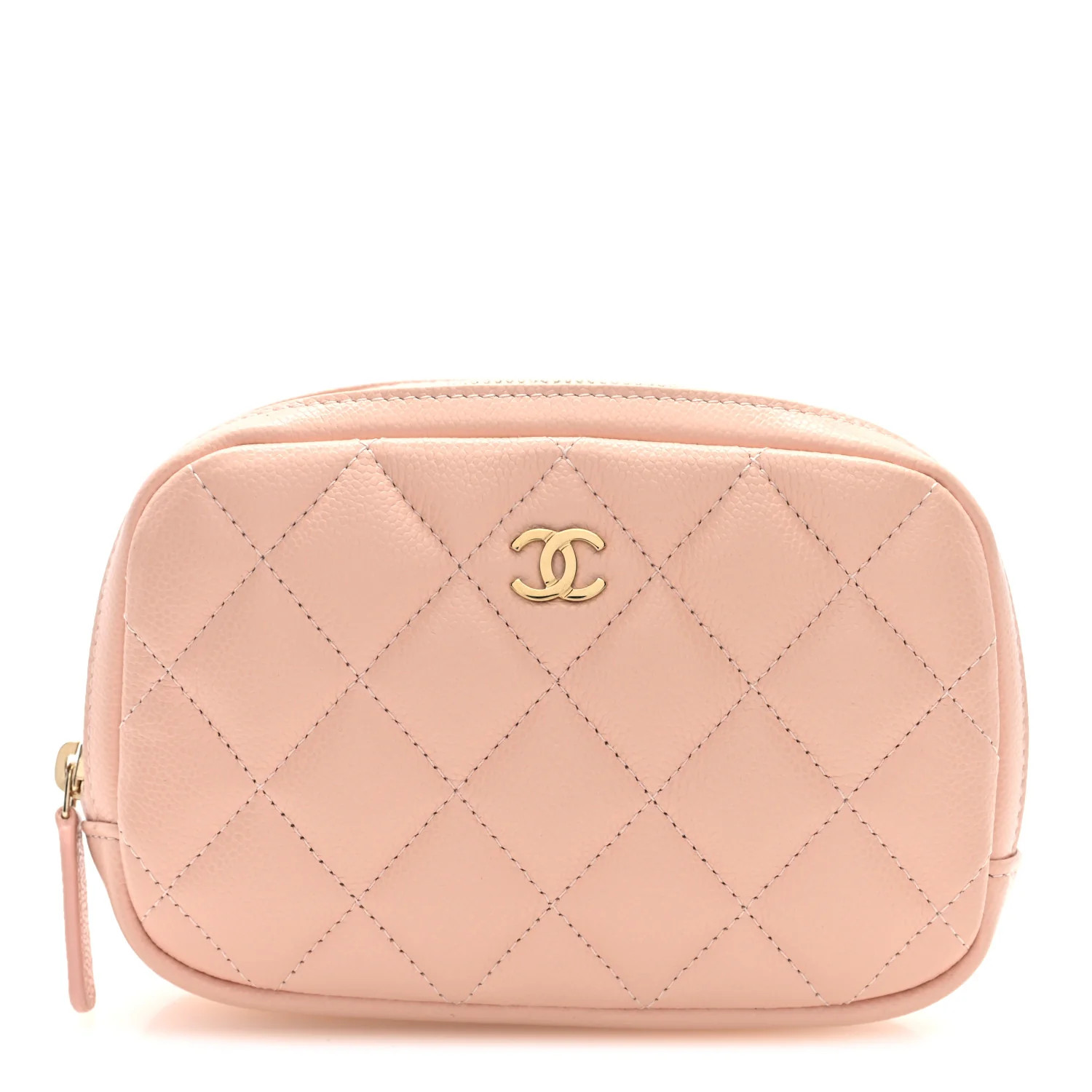Chanel Caviar Quilted Small Curvy Pouch Cosmetic Case Light Pink | FASHIONPHILE (US)
