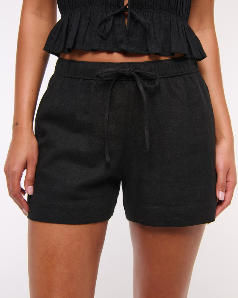 Mid Rise Linen-Blend Pull-On Short | Abercrombie & Fitch (US)