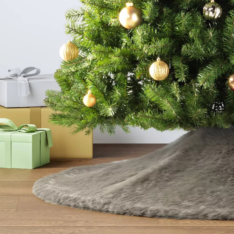 48" Faux Fur Christmas Tree Skirt Gray - Wondershop™ | Target