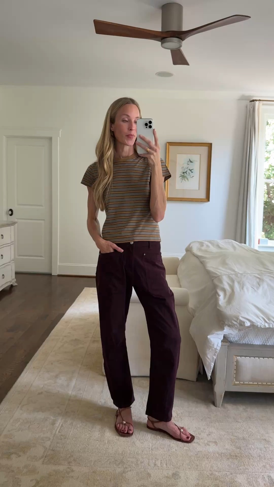 S tee, 25 plum pants (cotton and a touch of stretch!), sandals TTS. These pants are perfect for summer to fall casual outfits 🤎

#LTKgrwm #LTKootd #LTKSeasonal