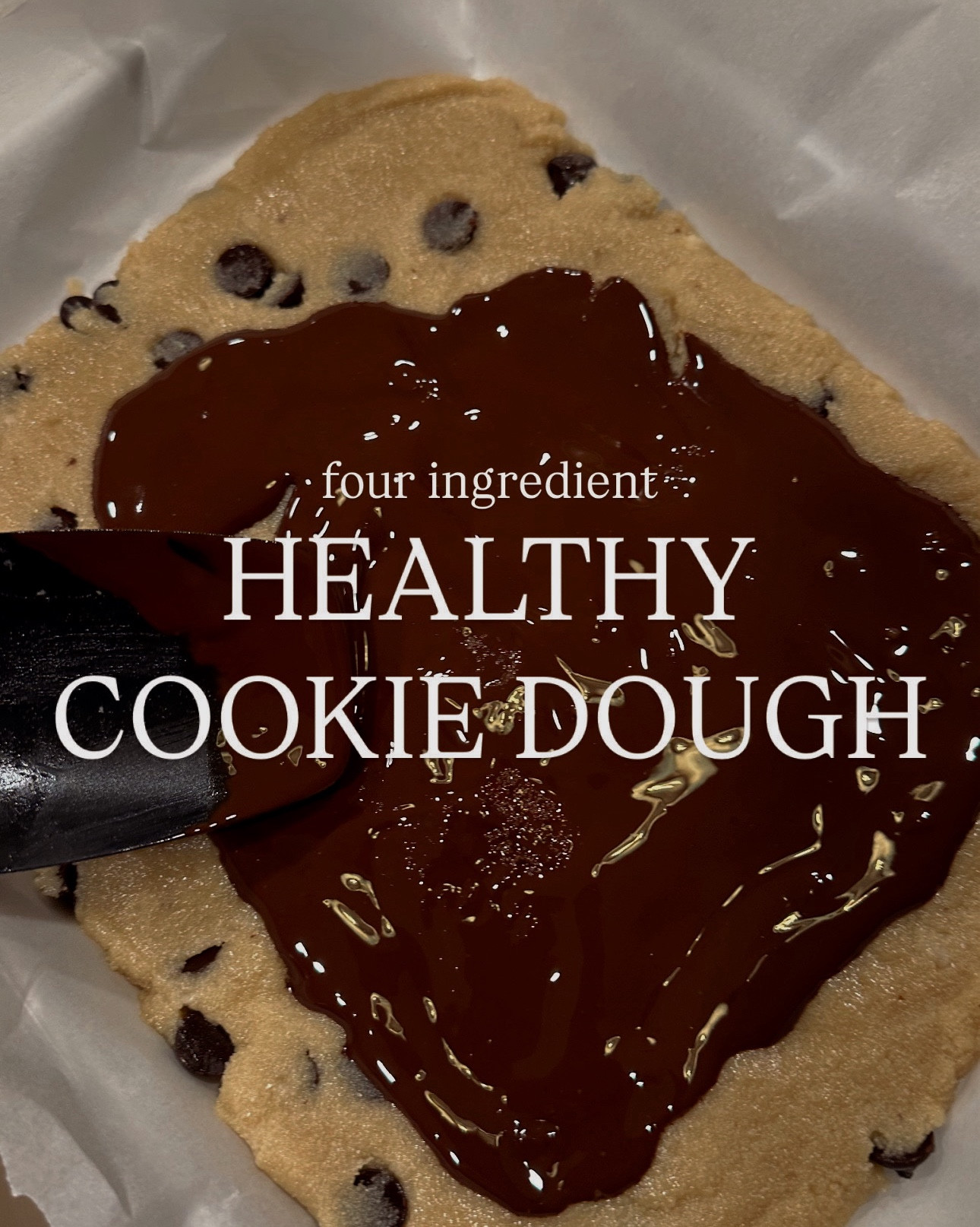 Instructions and ingredients:

• 1 cup almond flour (I usually end up using closer to 1.5 cups!)
• 2 tablespoons melted * coconut oil i
• 1/4 cup maple syrup
• 1 cup chocolate chips

Mix almond flour, melted coconut oil, and maple syrup in a bowl.
Add in 1/4 (or however much you want) cup of chocolate chips and mix again.
Line a small baking sheet with parchment paper, and spread/flatten (I use a spatula of sorts) form a large piece of cookie dough bark.
Melt the remaining 3/4 cups of chocolate chips (full discourse I've been eyeballing this), then pour the melted chocolate over the cookie dough bark. Spread into an even layer, -d place the bark in the freezer for at least one hour.
DONE !!!