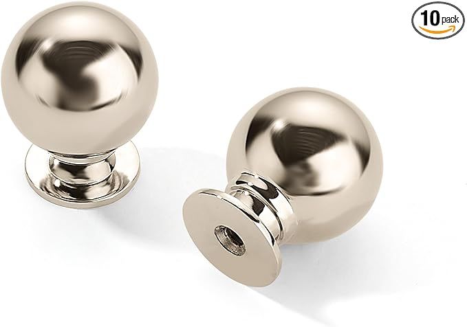 10 Pack 1 Inch Vintage Ball Polished Nickel Cabinet Knobs Kitchen Cabinet Hardware Drawer Knobs P... | Amazon (US)