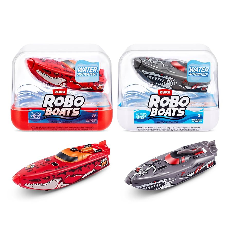 Robo Alive Robo Boats, White Shark & Dino Shark, 2 Pack, by ZURU, Water Activated Boat Toy, (Amaz... | Amazon (US)