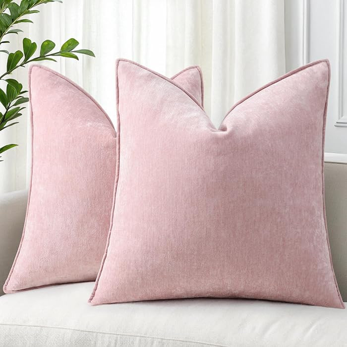 decorUhome Couch Throw Pillow Covers 26x26 Set of 2, Chenille Pillow Covers, Blush Pink
        D... | Amazon (US)