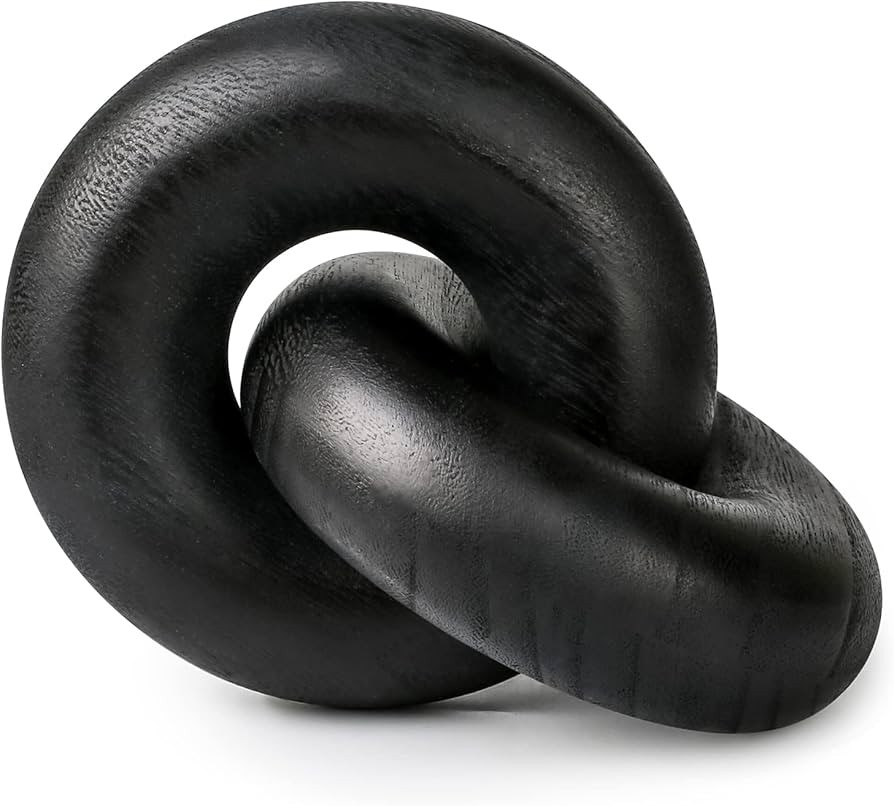 Wood Knot Decor, 2- Link Wood Chain Decor, Rustic Home Mantle Decor, Hand Carved Boho Wood Modern... | Amazon (US)