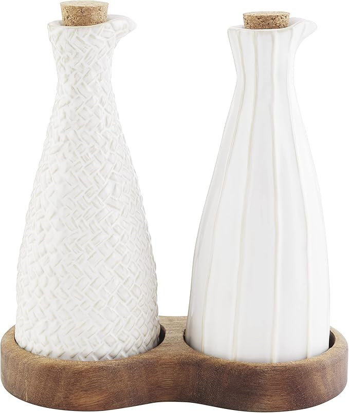 Mud Pie 40470004, Cream, Stoneware Oil and Vinegar Set, 7 1/2" x 3" | Amazon (US)