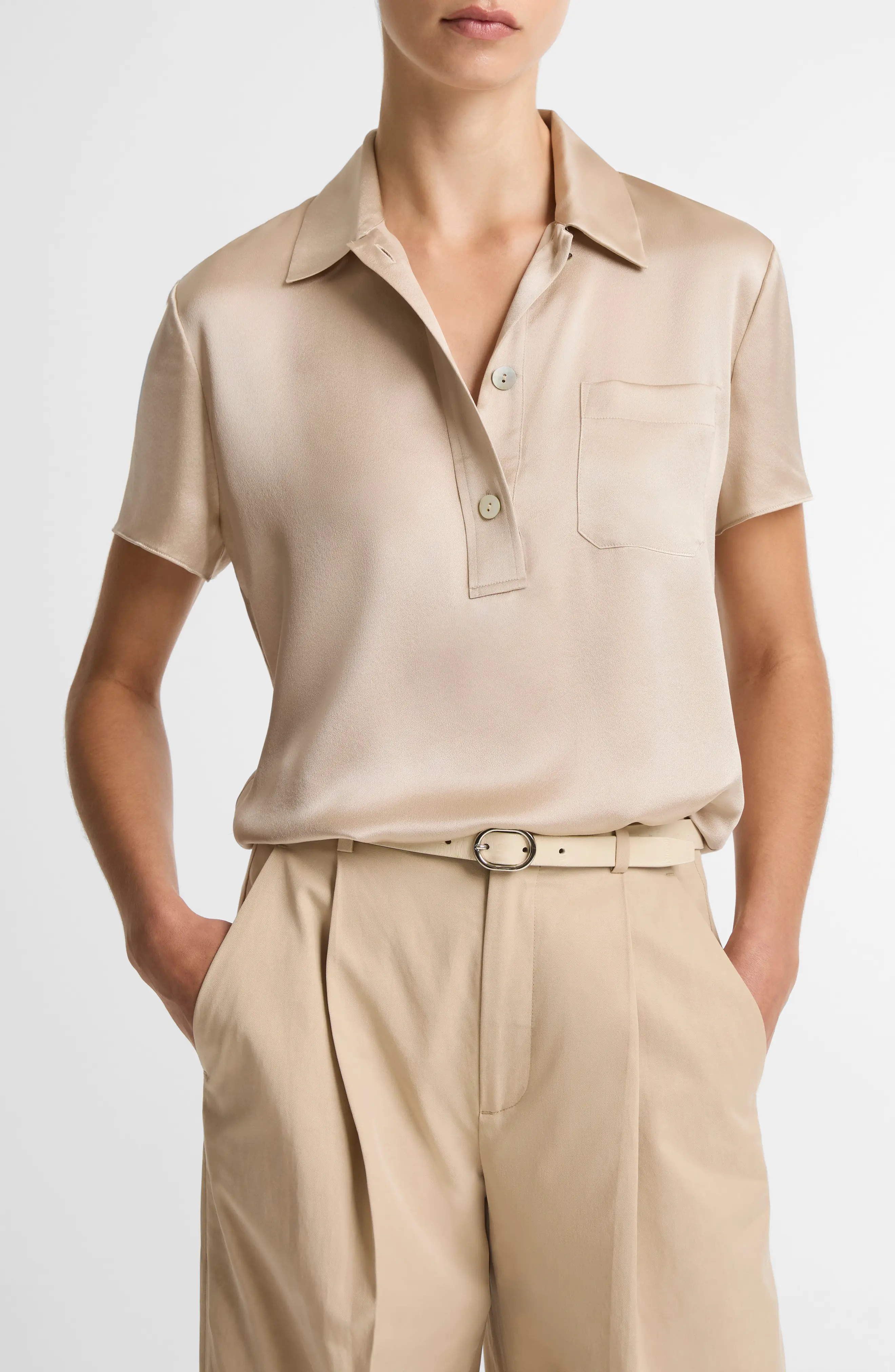 Vince Silk Satin Polo (Women) | Nordstrom | Nordstrom
