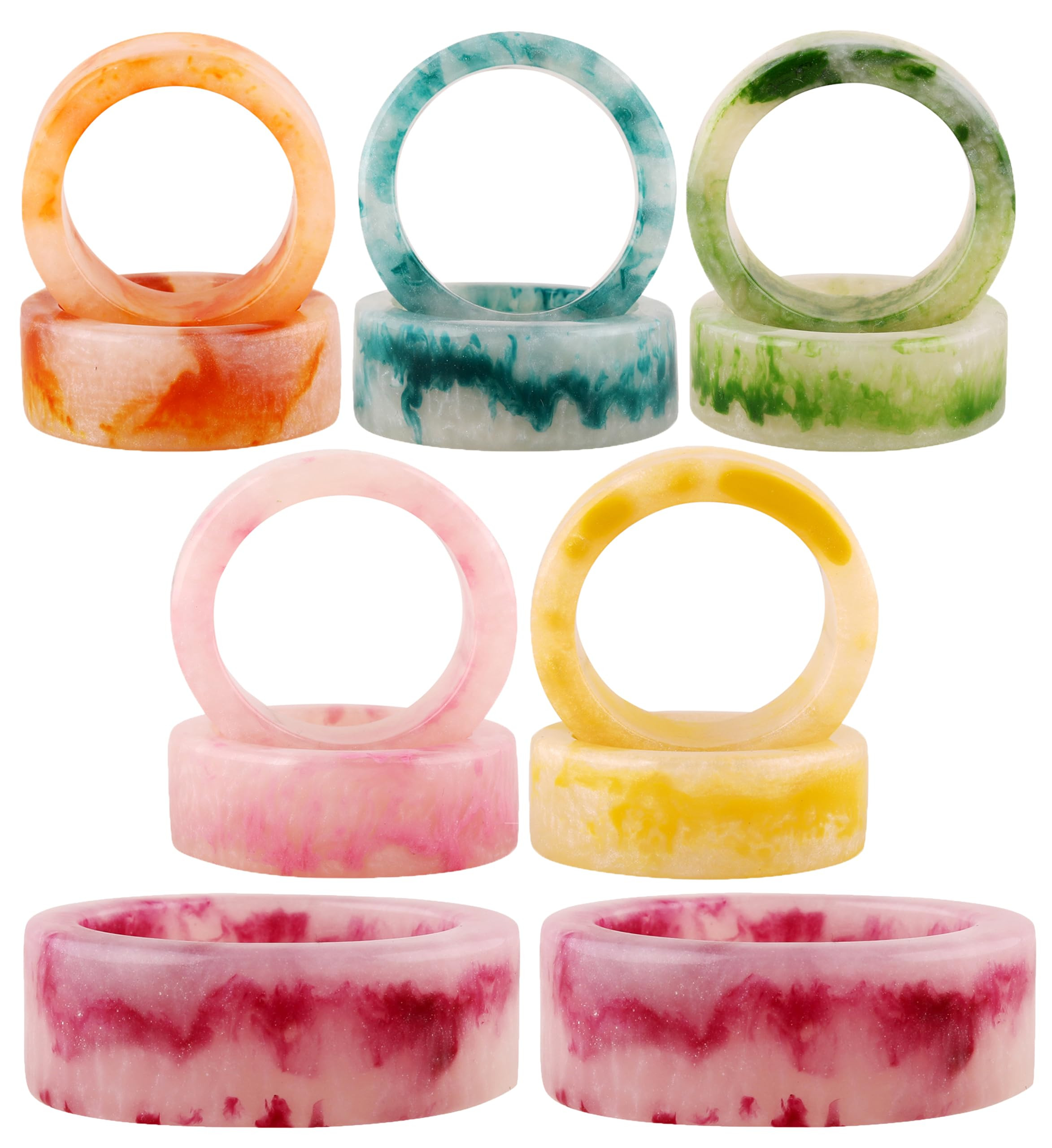 CLEENTABLE Epoxy Resin Napkin Rings Set - 12 Pcs Decorative Pastel Table Holders, 1.5" Dia, Art D... | Amazon (US)