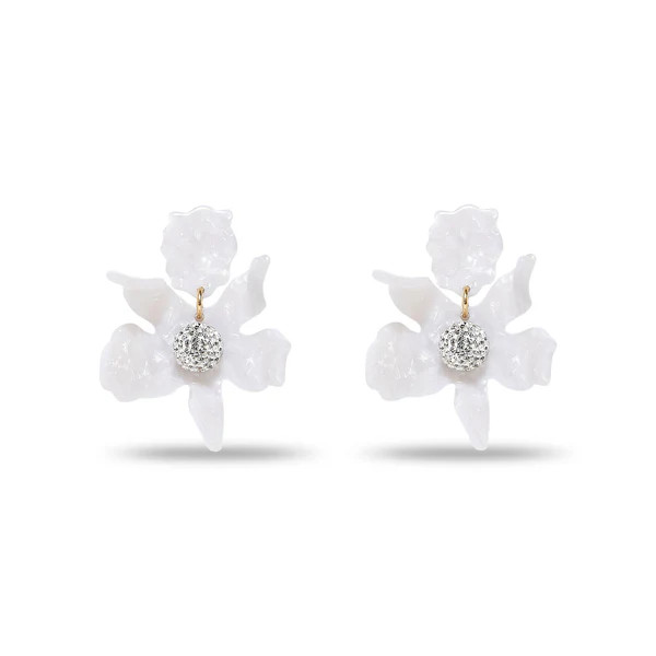 MOTHER OF PEARL SMALL CRYSTAL LILY EARRINGS | LELE SADOUGHI