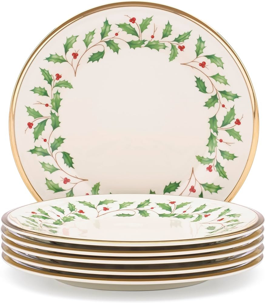 Lenox 835218 Holiday Salad Plate Set, Buy 3 Get 6, Red & Green | Amazon (US)
