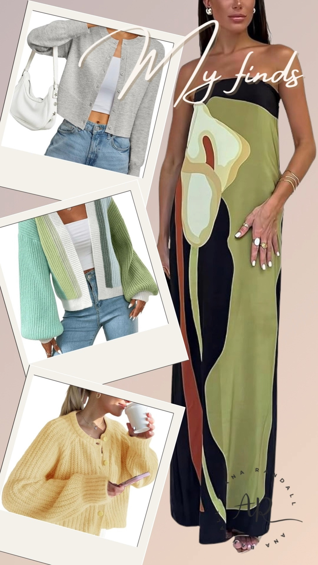 Amazon finds I keep reaching for 🤍

Lately I’ve been loving pieces that feel effortless but still a little special. As a mom, I don’t always have time to think too much about outfits — so these are the kind of finds that make getting dressed feel easy, cozy, and still put together.

Pieces in this collage:
• abstract print strapless maxi dress
• lightweight button cardigan (grey)
• colorblock chunky cardigan (green tones)
• soft knit cardigan (yellow)
• white cropped tank top
• high-waisted straight leg jeans
• white shoulder bag

Everything is linked on my LTK for you 🤍

XOXO,
Ana Randall 💗

#LTKmomlife #LTKootd #LTKgrwm