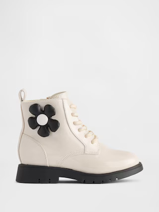 Toddler Vegan Leather Flower Lace-Up Boots | Gap (US)