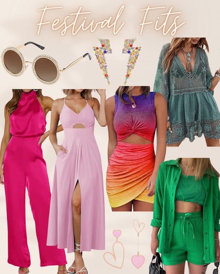 Festival outfits that are so fun and colorful! Would also be super cute concert outfits! 

Two piece set, pink romper, lightning bolt earrings, festival sunglasses 

#LTKU #LTKFind #LTKSeasonal