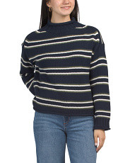 Cotton Long Sleeve Rolled Neck Striped Sweater | Designer Clothing | Marshalls | Marshalls
