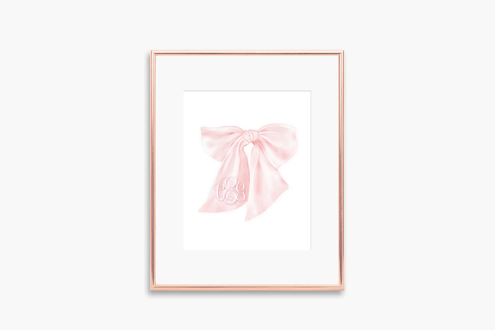 Pink Bow Wall Art for Nursery Printed Pink Monogram Bow 8x10 Girl Room Decor Baby Girl Nursery Gr... | Etsy (US)