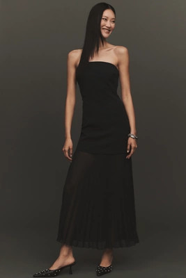 By Anthropologie Strapless Twofer Pleated Midi Dress | Anthropologie (US)