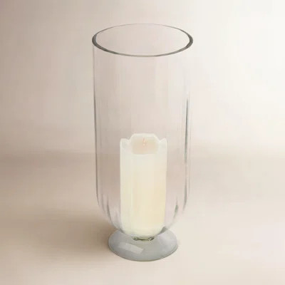 Cole And Grey Glass Ribbed Candle Holder With Elevated Base | Wayfair North America