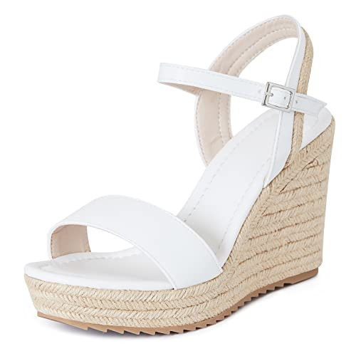 mikarka Women's Espadrille Wedge Sandals: Ankle Strap Platform Open Toe Wedges - Stylish High Hee... | Amazon (US)