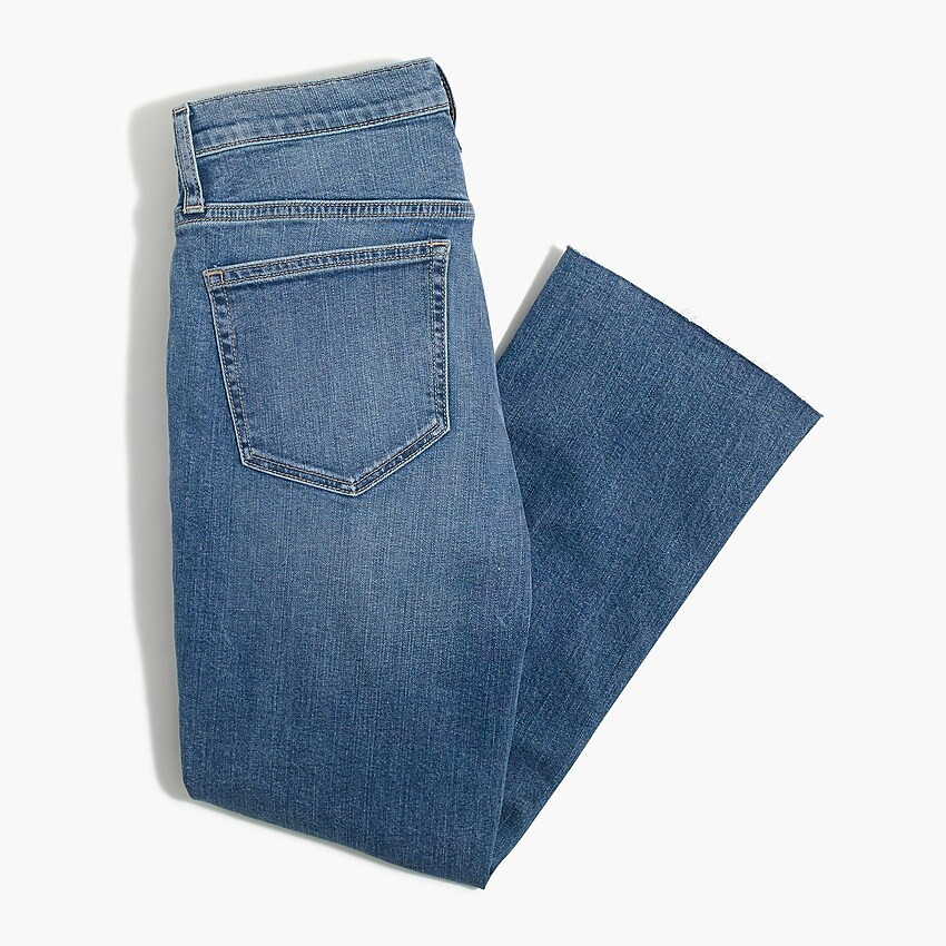 9" high-rise flare crop jean with cut hem in dusty sky wash | J.Crew Factory