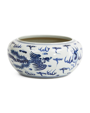 12x5.5 Porcelain Shallow Dragon Bowl Planter | TJ Maxx