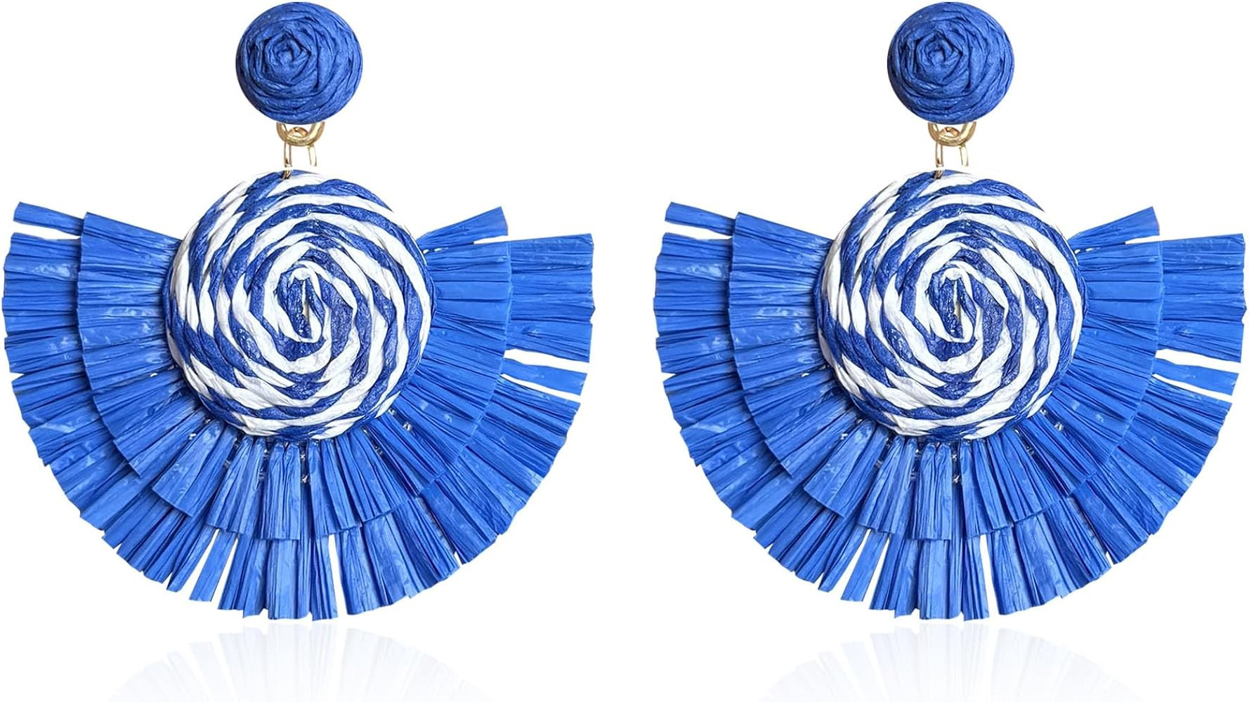 Seakuur Statement Raffia Tassel Earrings Boho Summer Beach Earrings Lightweight Straw Wicker Dang... | Amazon (US)