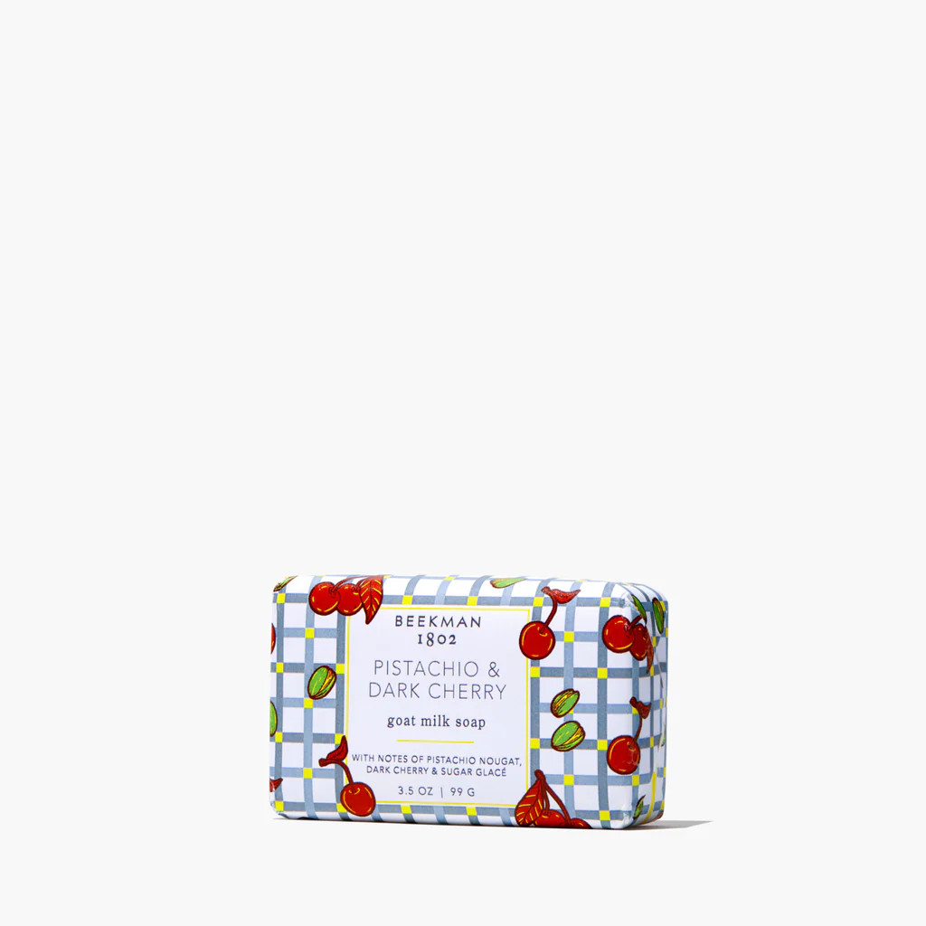 Pistachio & Dark Cherry Palm-Sized Goat Milk Soap | Beekman 1802