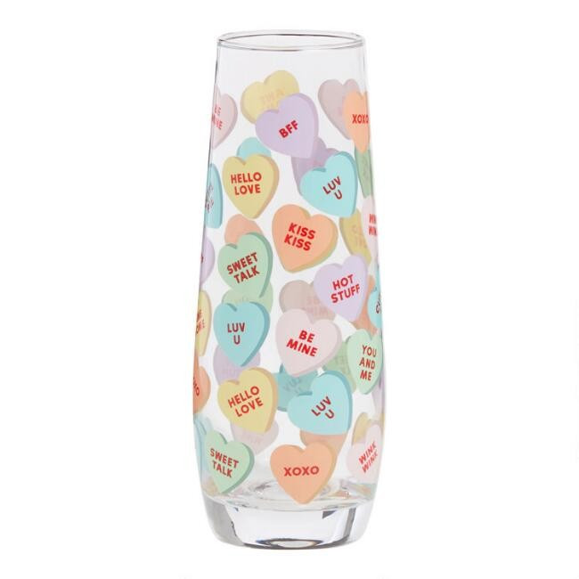 Candy Hearts Sweetheart Stemless Champagne Flute | World Market