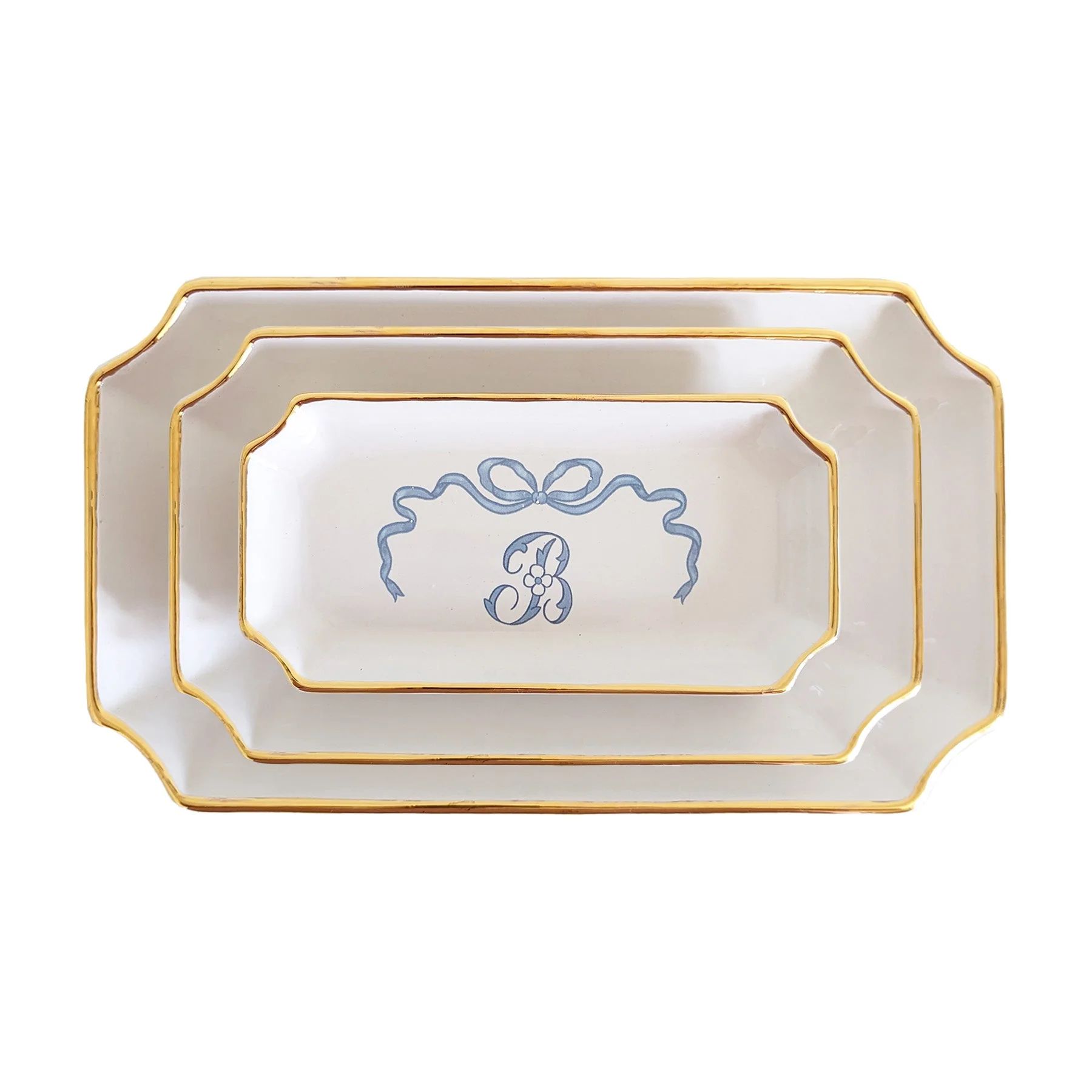 Lo Home x Chapple Chandler Keepsake Trays with Bow, Monogram and 22K G | Ruby Clay Company