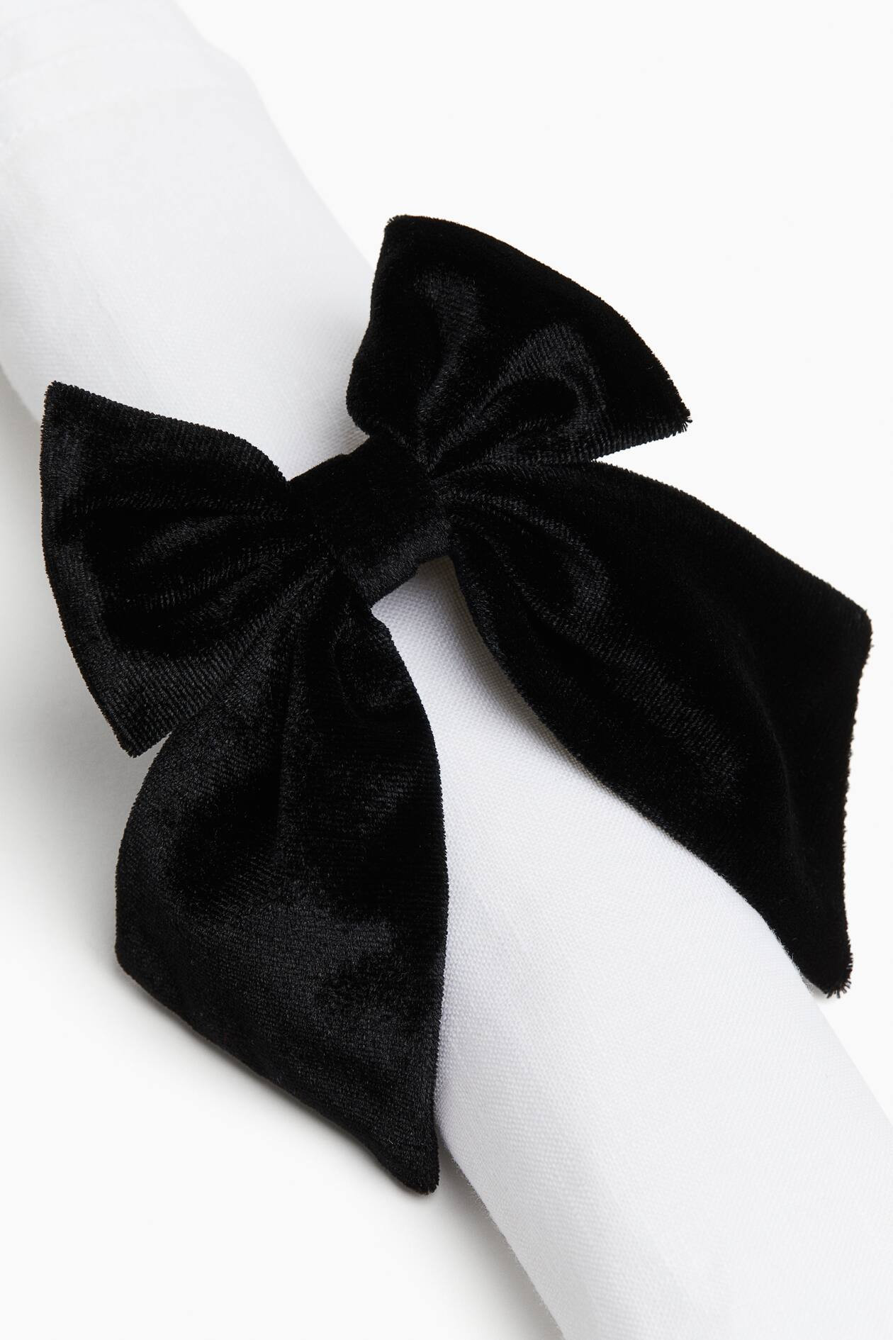 4-pack Bow Napkin Rings - Black - Home All | H&M US | H&M (US + CA)