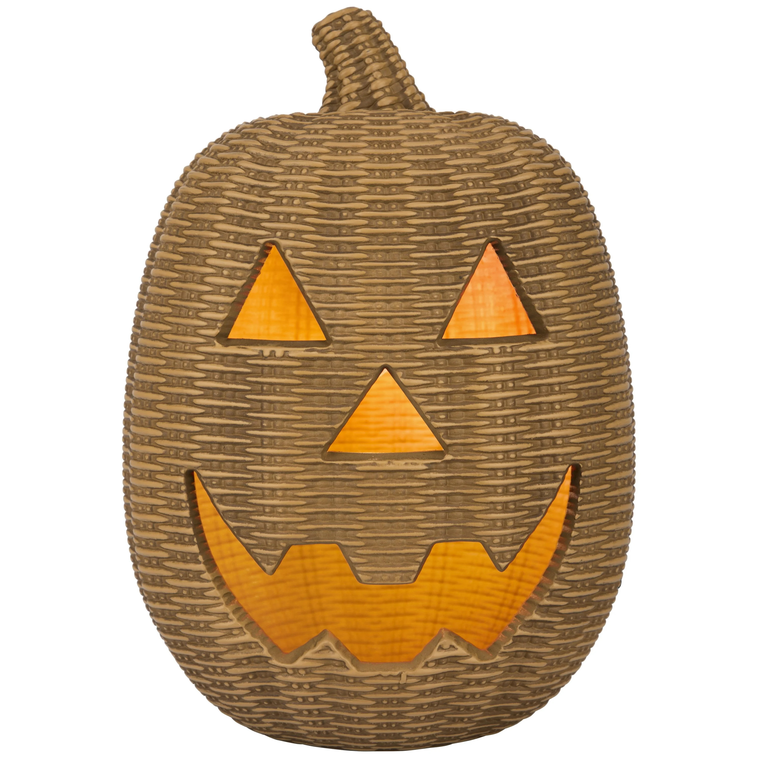 Light-Up Blow Mold Woven Jack-o'-Lantern Decoration, Brown, 12", Halloween by Way To Celebrate - Walmart.com | Walmart (US)