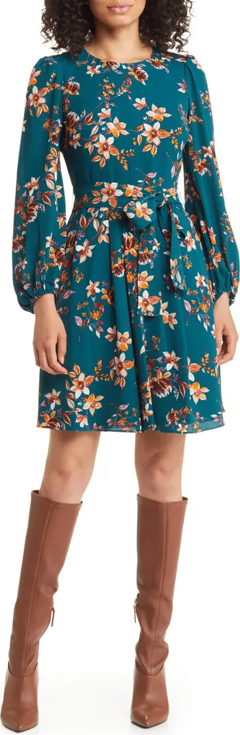 Floral Long Sleeve Fit & Flare Dress | Nordstrom