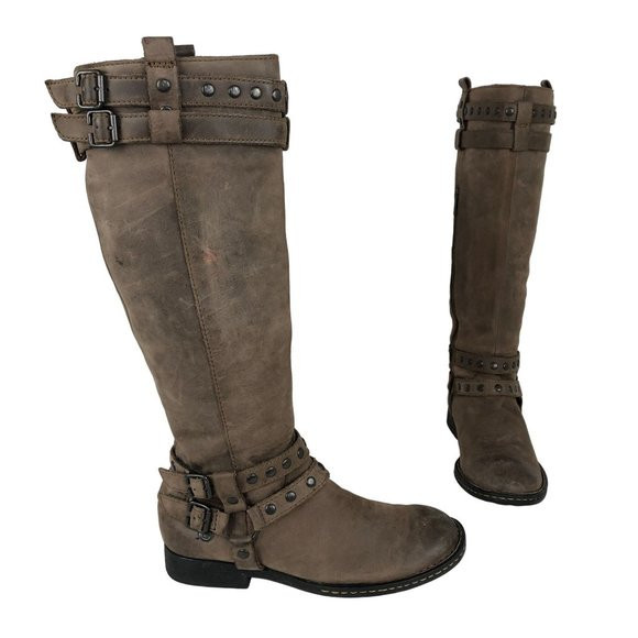 Born Women's Size 6 Gwynne Brown Leather Block Heel Tall Harness Boots W21980 | Poshmark
