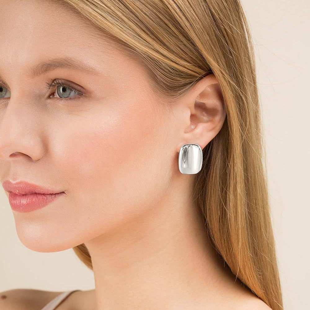 MUYAN Chunky Thick Earrings for Women,Gold Silver Polished Earrings Lightweight Everyday Jewelry | Amazon (US)