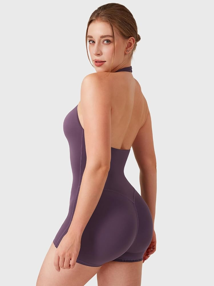 YEOREO LuxFlow Halter Workout Jumpsuits for Women Openback One Piece Padded No Front Seem Bodysui... | Amazon (US)